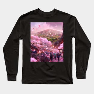 Mount Fuji cherry blossom Long Sleeve T-Shirt